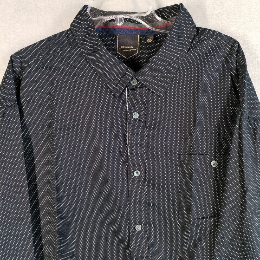 Six Lincoln New York Mens Clothes 4X Long Sleeve Button Up Shirt Micro Polka Dot